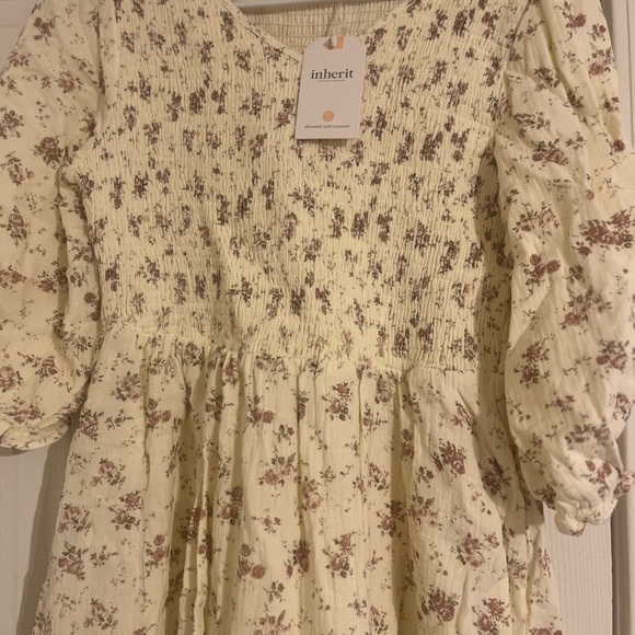 Inherit Floral Dress in Cream and Brown - Picture 1 of 2
